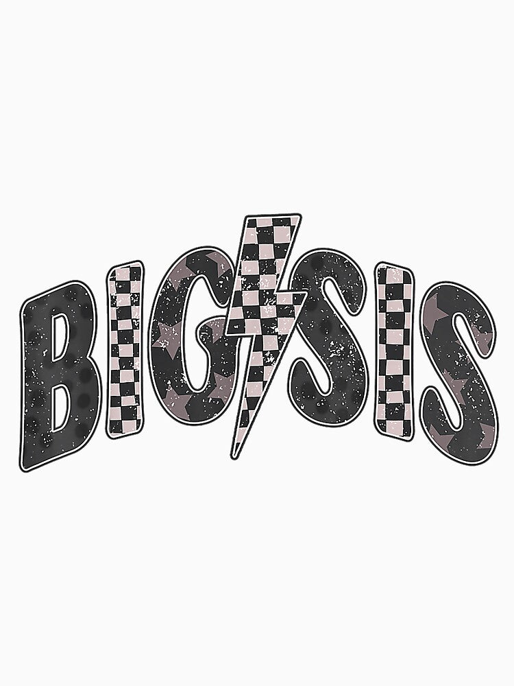Checkered Big Sis New Sister Announcement Lightning Bolt by KristineLi