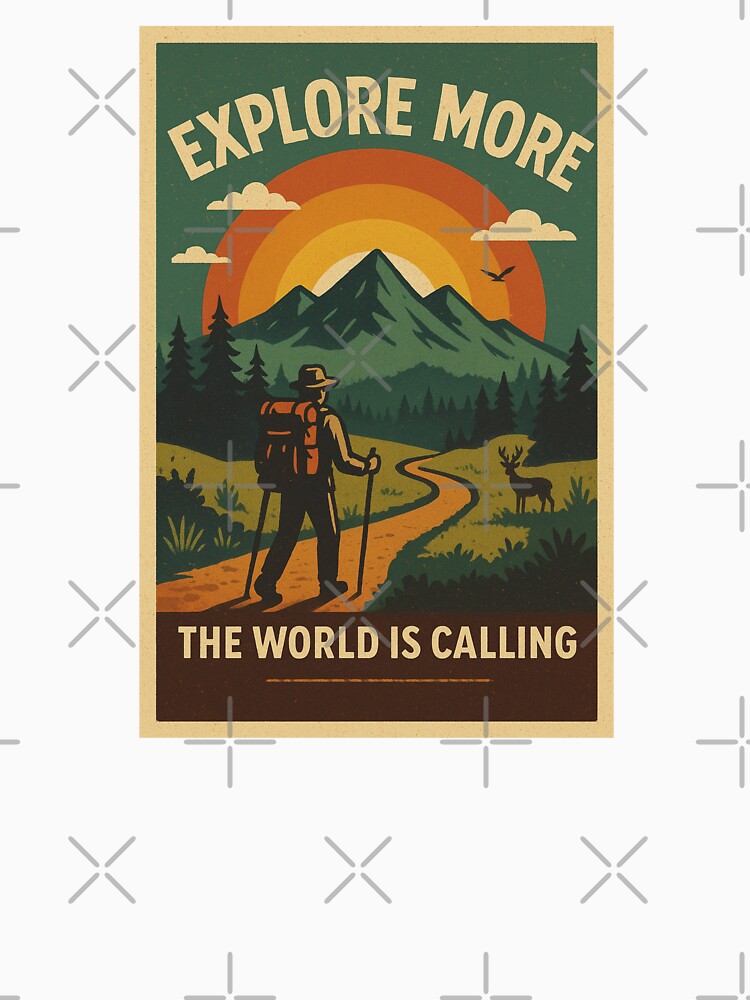 Explore More – Retro Poster Hiking Mountain Nature Adventure Camping Vintage by MEg-1985