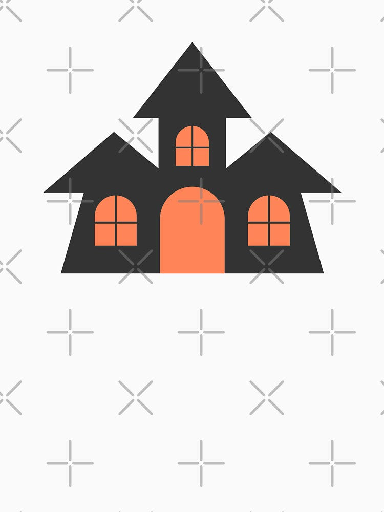 Kid hand drawn cute and colorful happy halloween haunted mansion by nuchz