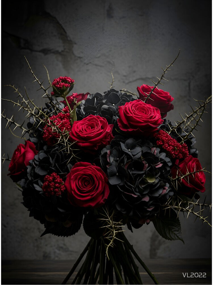 Moody Gothic Red Roses & Black Lilies | Dark Floral Aesthetic Gift by Simple_Lines2025