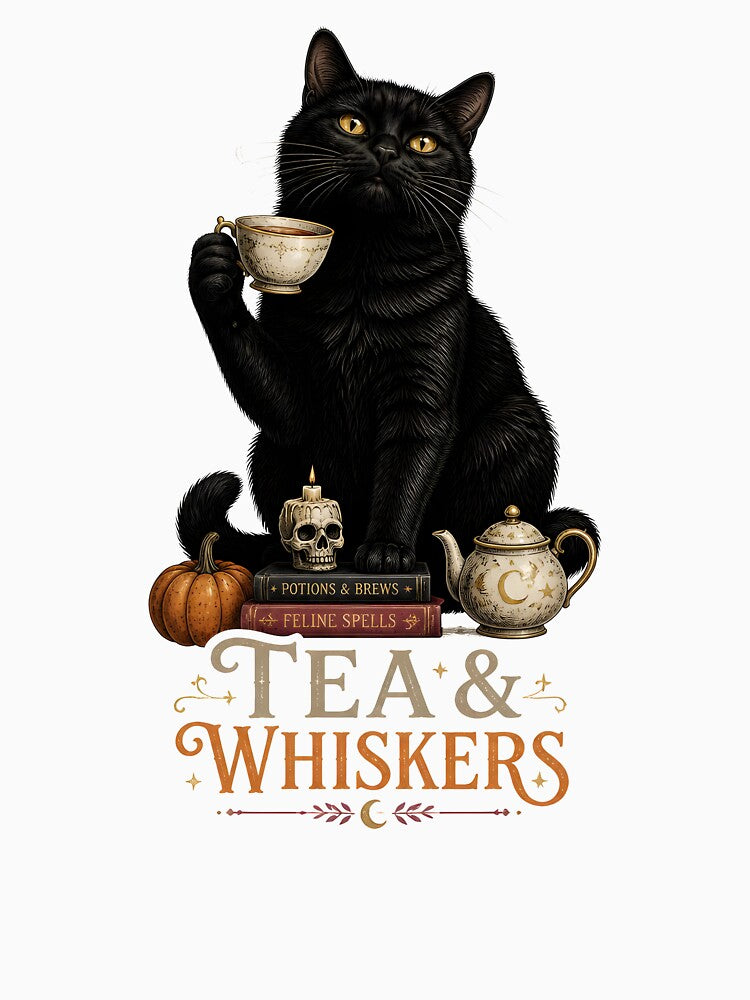Tea & Whiskers Vintage Halloween Label Halloween by RoyesButler