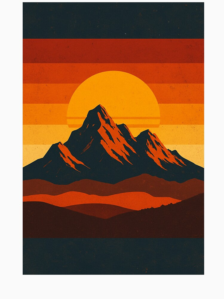 Retro Sunset Mountain Landscape by WauWPrints