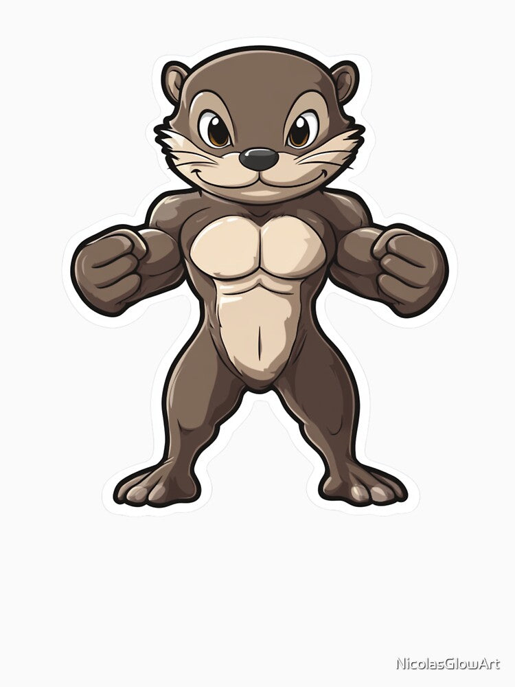 Muscle Cartoon Otter by NicolasGlowArt