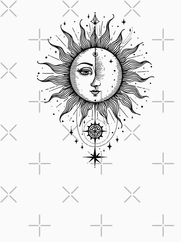 Celestial Sun Moon Face Art by VibeTCreations