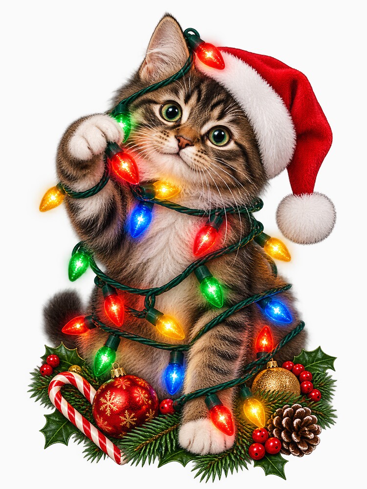Cat in Christmas Lights by RockitBaby