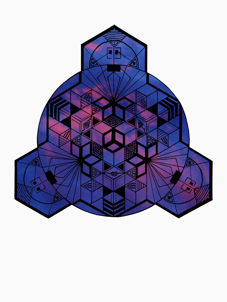 Dark Red Blue Sky Cube Mandala 180° Resized by createVisions