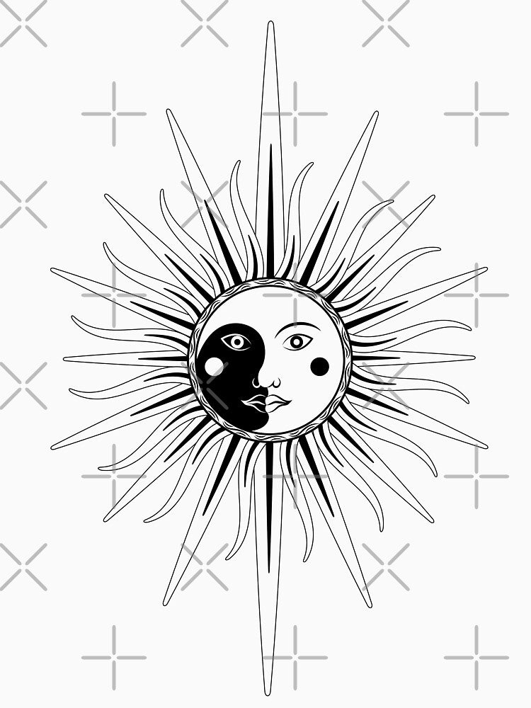 Sun Moon Face Black and White by Julia Faranchuk