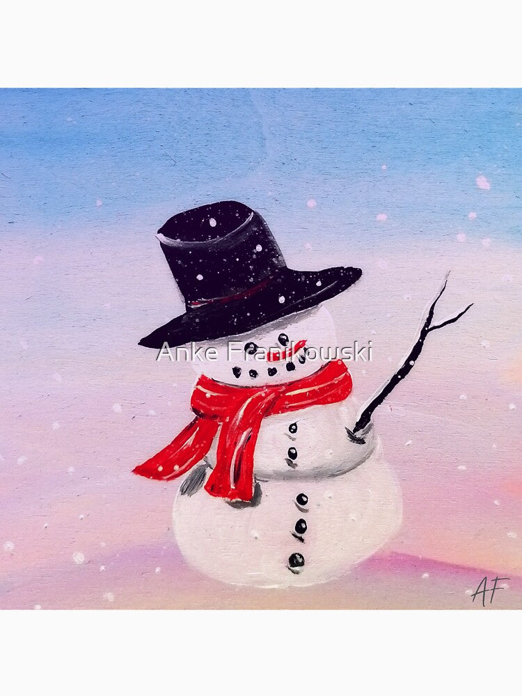 cute snowman painted on wood, by Anke Franikowski