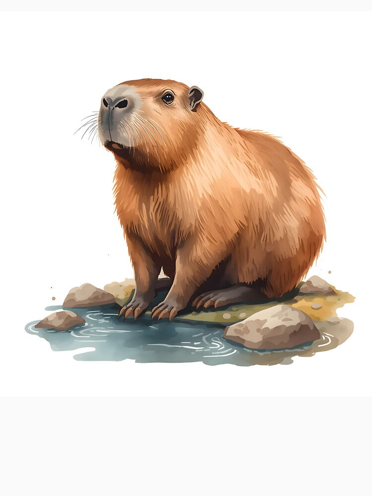 Capybara Watercolor Painting by RawNaturePrints