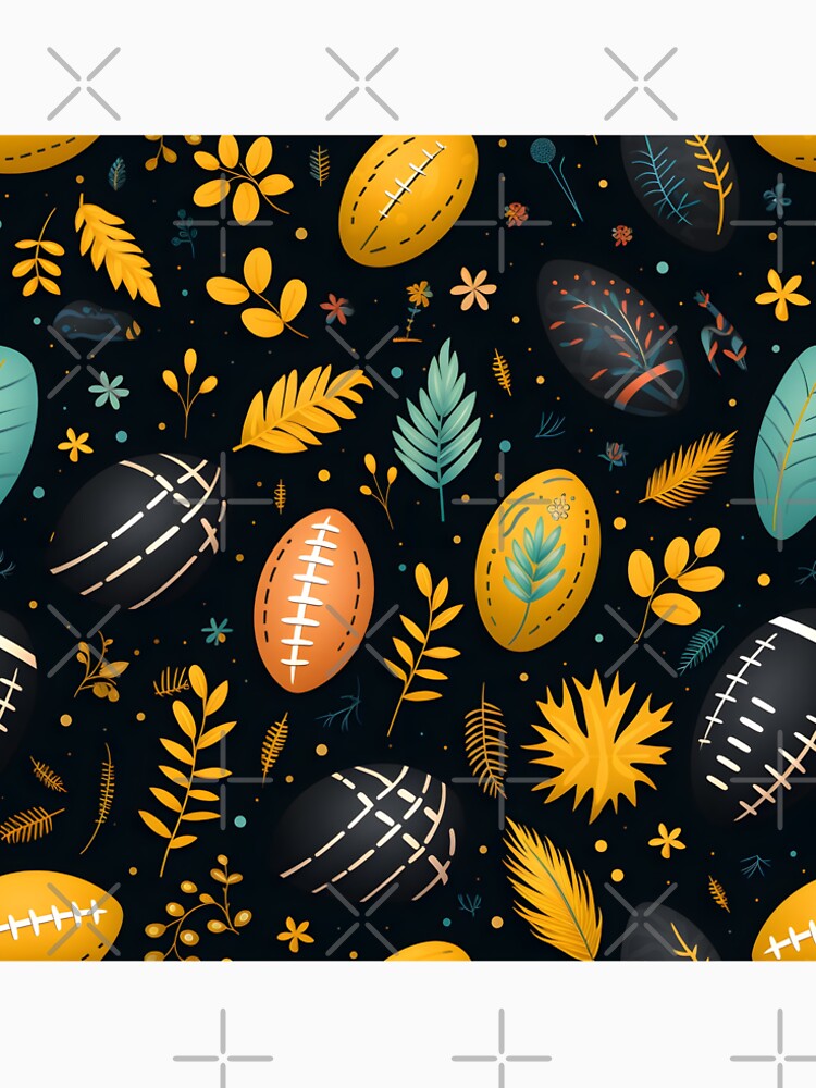 “Falling Footballs”—Christmas In September, celebrating the football kickoff season which coincides with the Autumn Harvest. Autumn design, fall fashion, floral pattern. by ignasirus