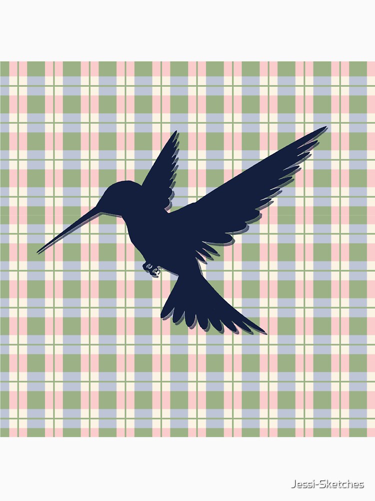 Hummingbird on Plaid Background by Jessi-Sketches