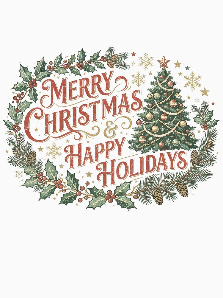 Merry Christmas Happy Holidays Vintage Christmas Gift by LiviuGligoros