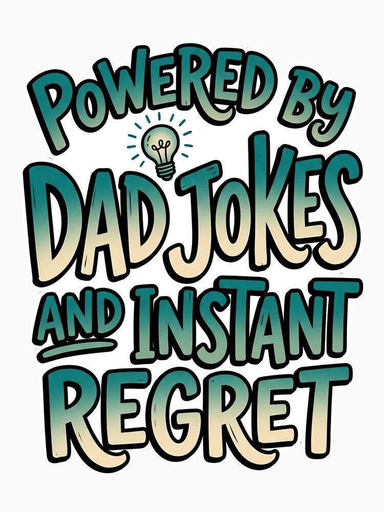 Powered By Dad Jokes And Instant Regret Funny Quote by StickVerse by Owais