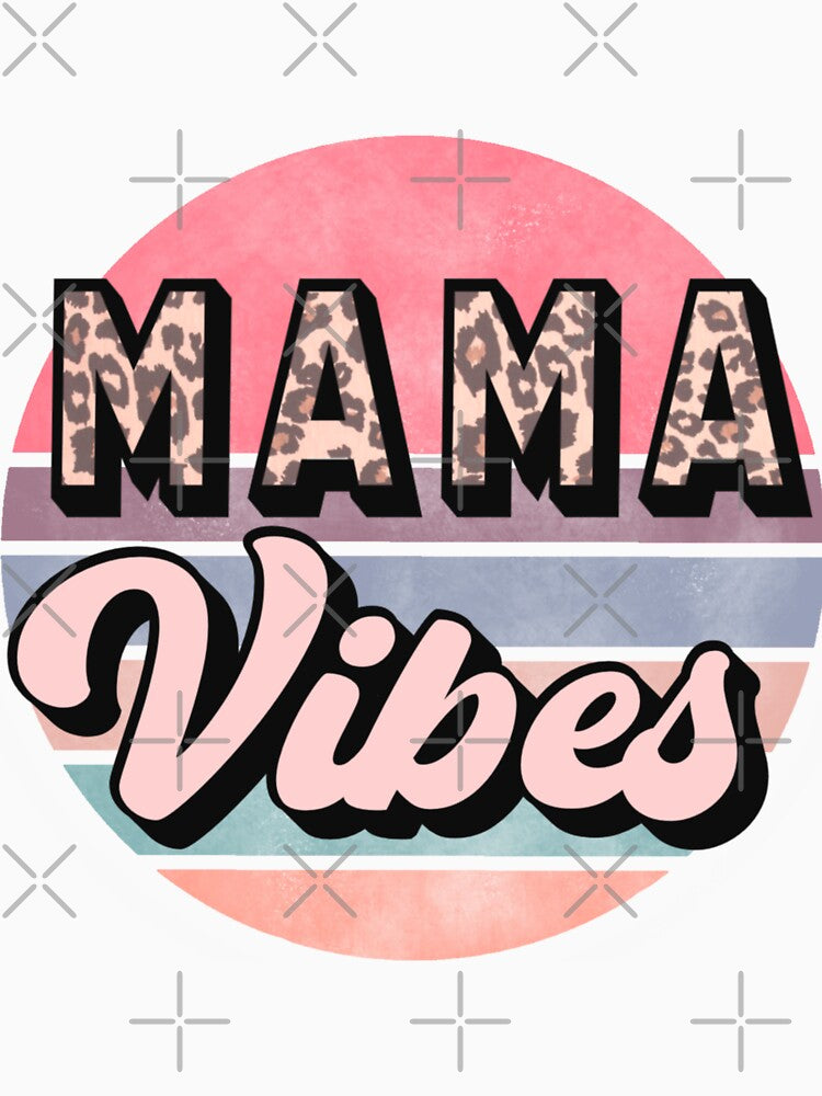 Mama Vibes Retro Sunset Circle Leopard Print Graphic by Ktfrans