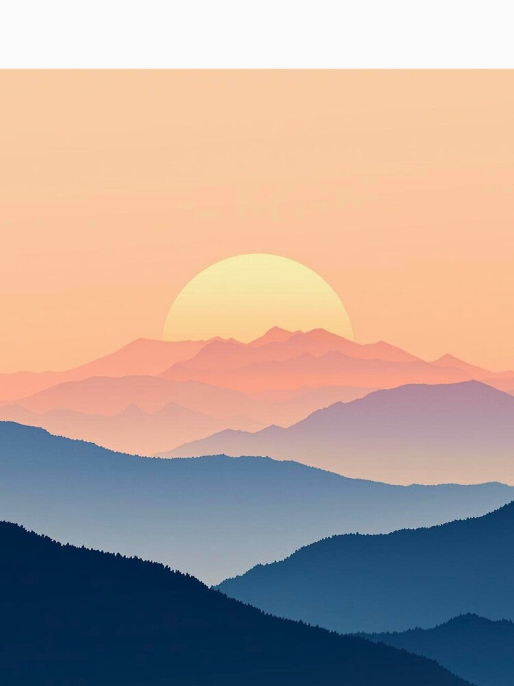 Minimalist Mountain Sunrise Landscape by FredyDesignHub