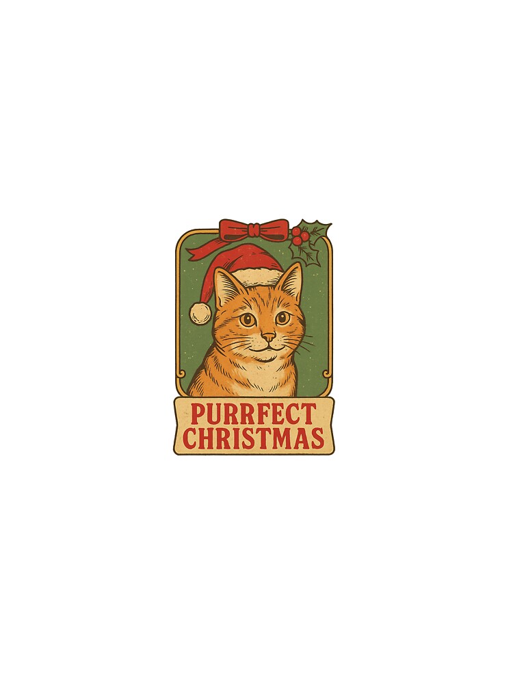 Purrfect Christmas – Vintage Cat Holiday Portrait Design by The Nostalgic Joke