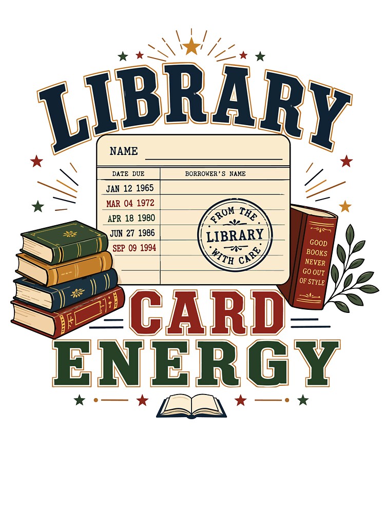Library Card Energy Vintage Book Lover Librarian Shirt by The Vault Shop