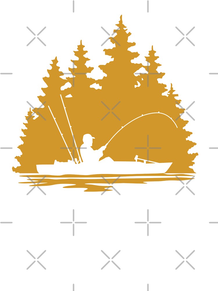 Kayaker Fishing Rural Forest Scene with Mustard Background by Sam Morrison