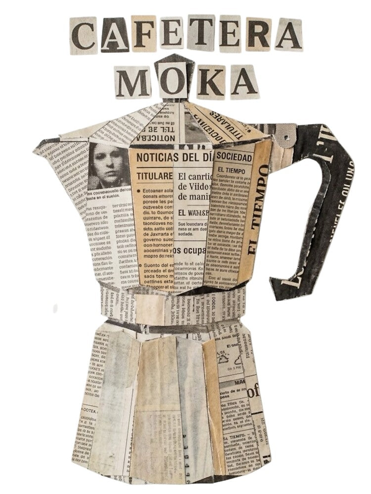 Italian Moka Pot, Newspaper Style by Cafetera Moka Italiana