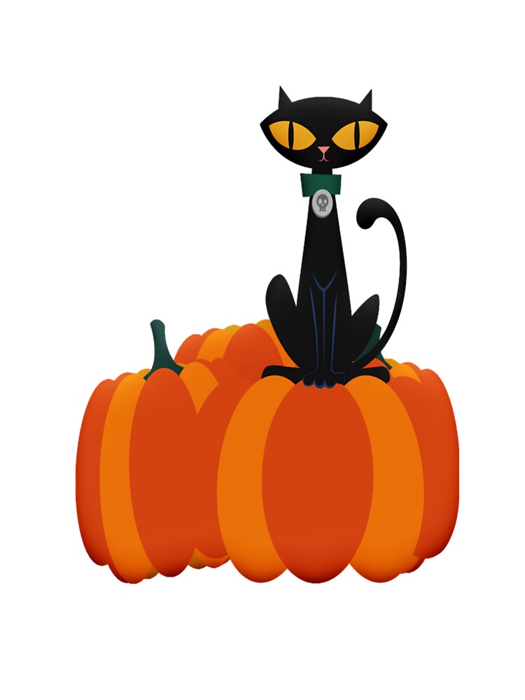 Black Cat on Pumpkins – Cute Halloween Design by Marilia Rosado Studio