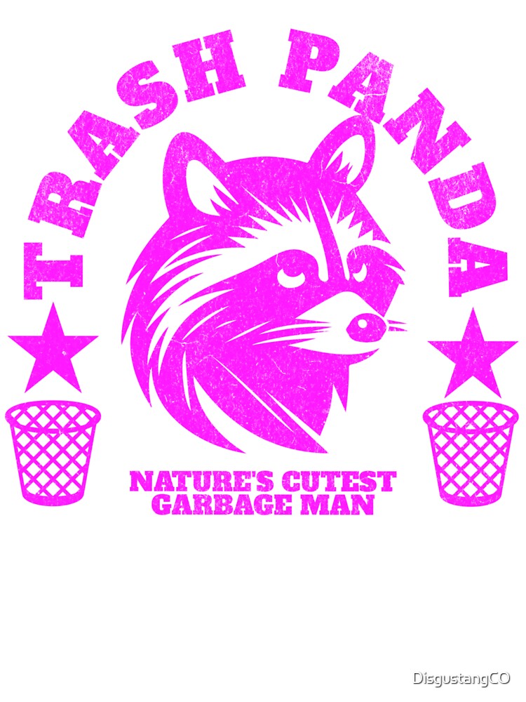 Raccoon trash panda ironic college seal parody hot pink by DisgustangCO