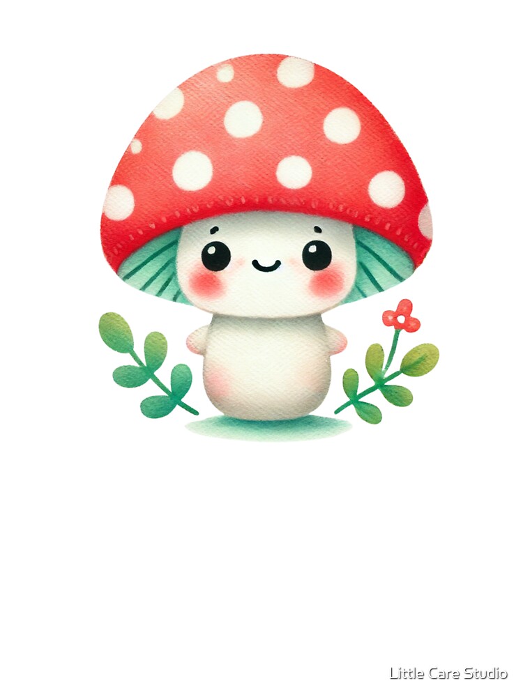 Cute Mushroom with Red Polka Dot Cap by Little Care Studio