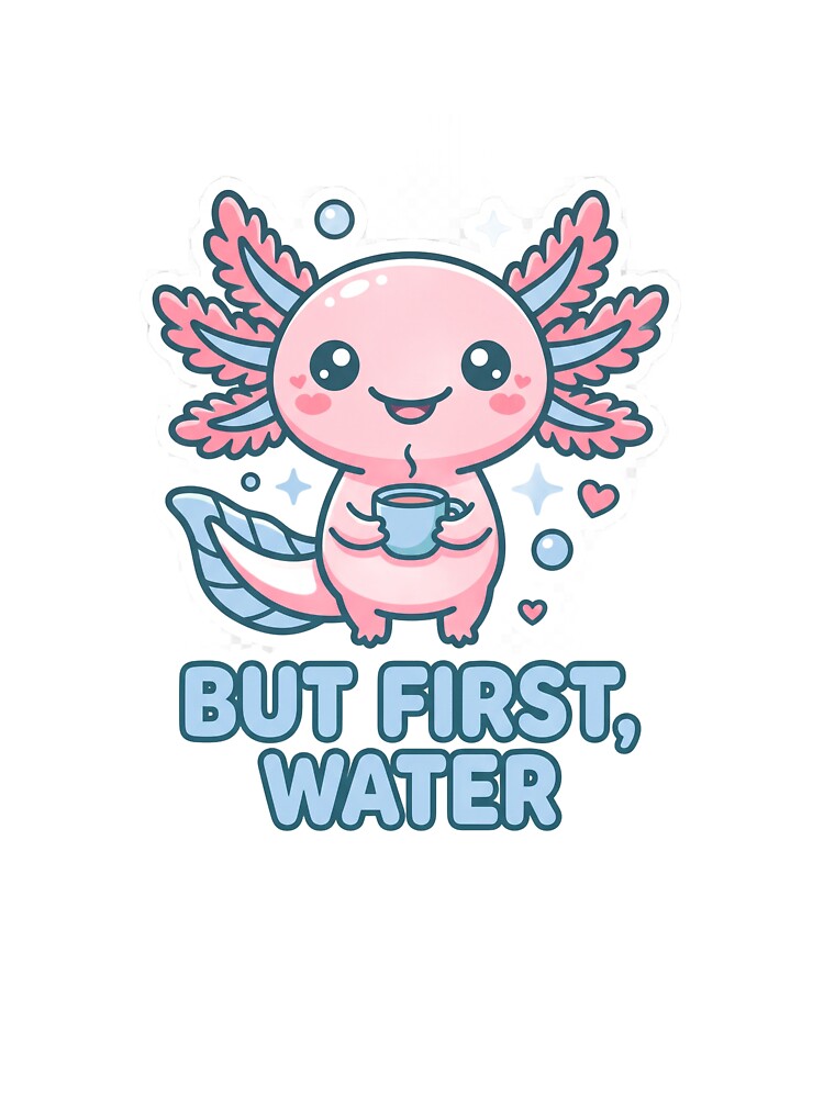 But First Water Cute Funny Kawaii Axolotl Design by Faissal SBIAA