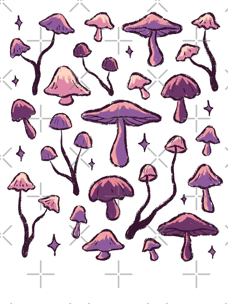 Whimsy Mushrooms with Stars by SaraLouArt