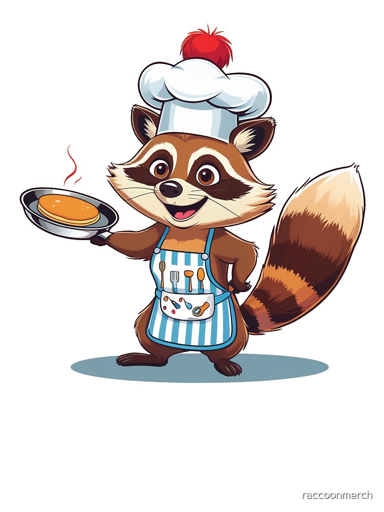 Cute Raccoon Chef Cooking Pancakes | Funny Animal Art by raccoonmerch