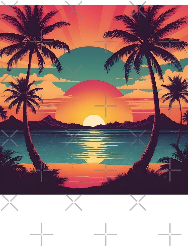 Retro Sunset Palm Trees 80s Vintage Aesthetic - 1 by RELAX STATION