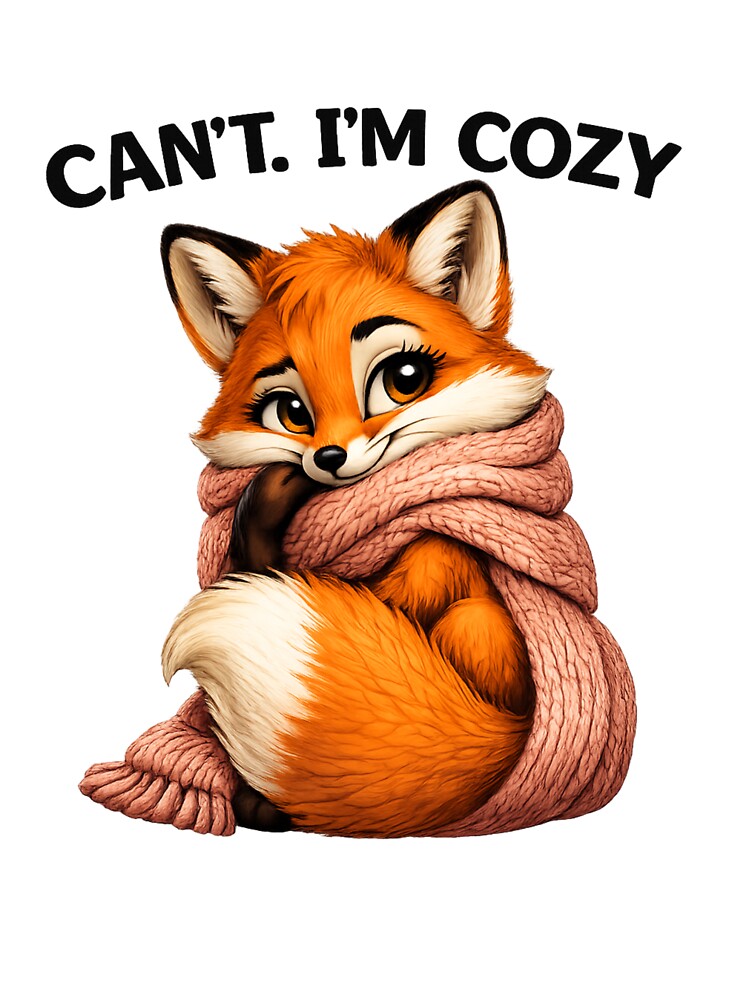Can't I'm Cozy Cute Cozy Fox Wrapped in Blanket Funny Fox T-Shirt by RoPrincess