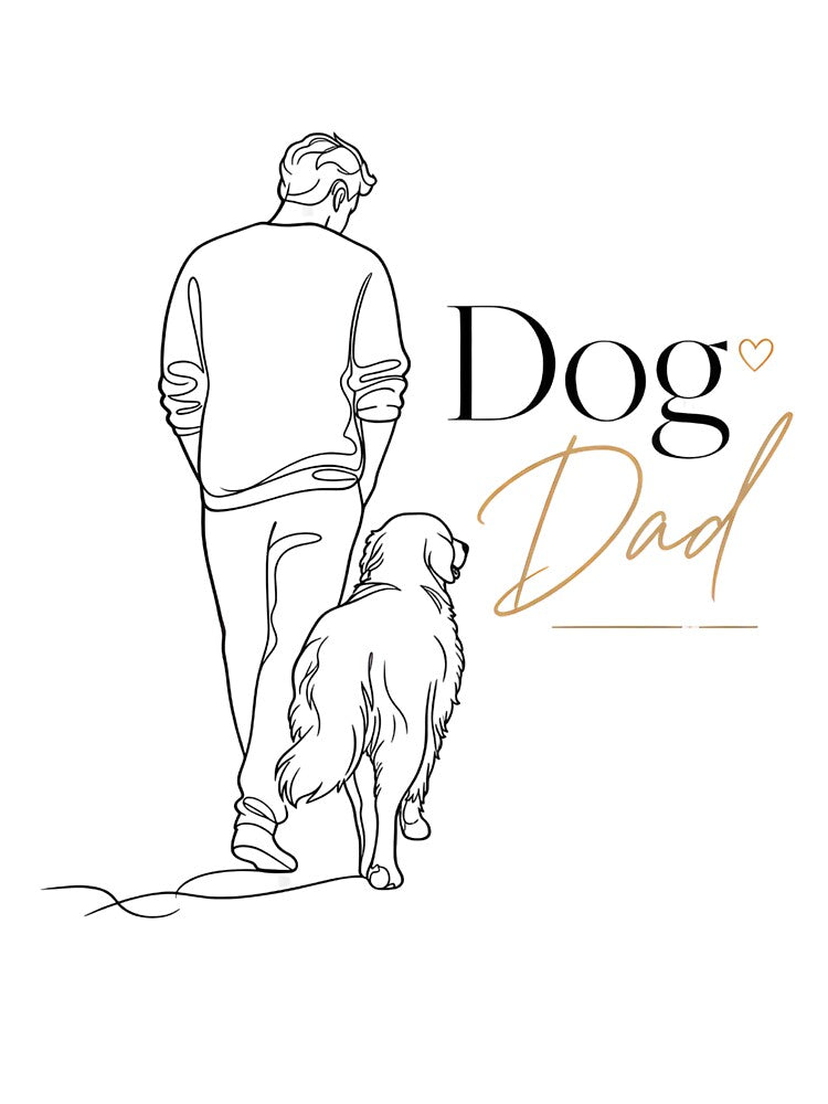 Minimalist Line Art Golden Retriever Dog Dad T-Shirt Sticker by Ashley critters