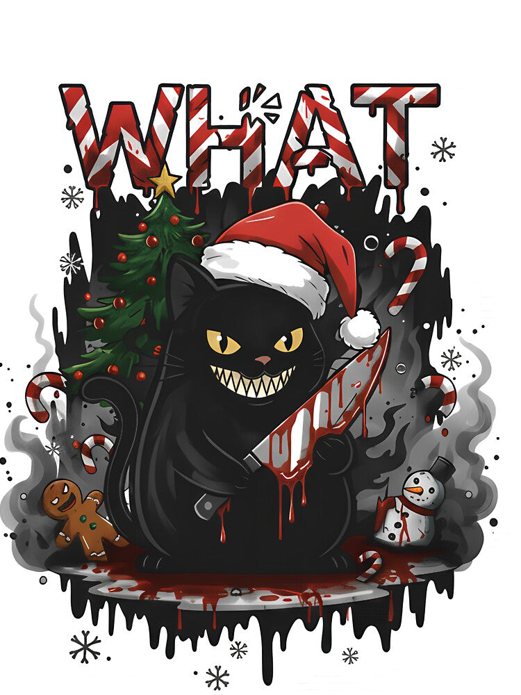 Murderous Christmas Cat What - Funny Black Cat with Knife Creepy Holiday Horror Xmas 2025 by MythicPattern