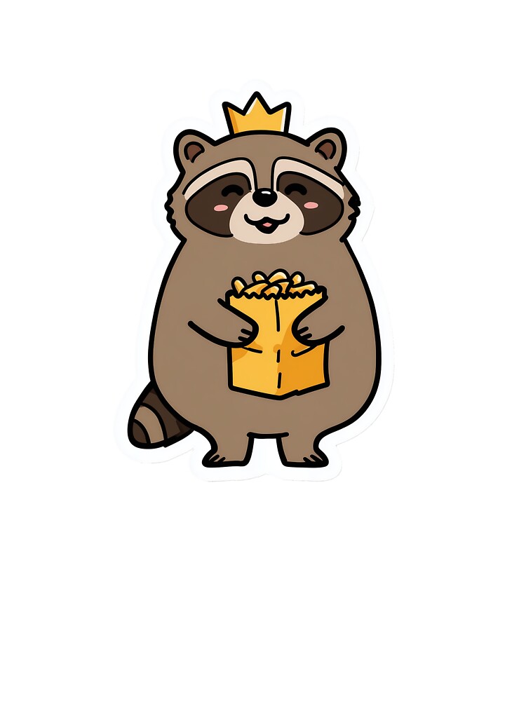 Short King Raccoon With Snacks Funny Trash Panda by StickerMan17