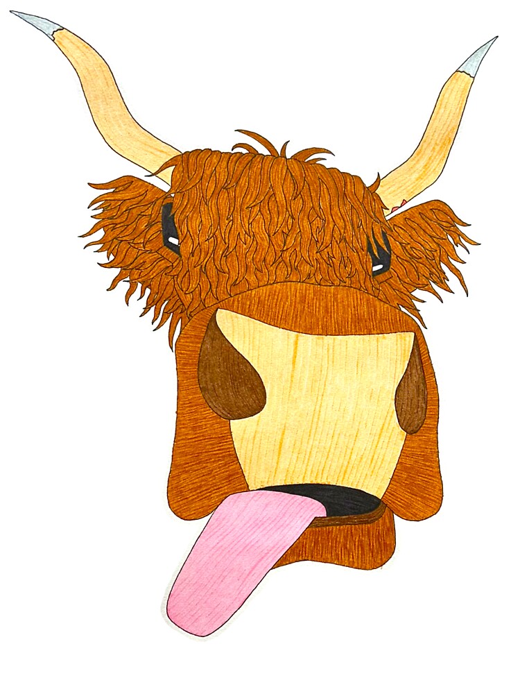 Highland Cow Sticking Tongue Out by Bountiful Creatures