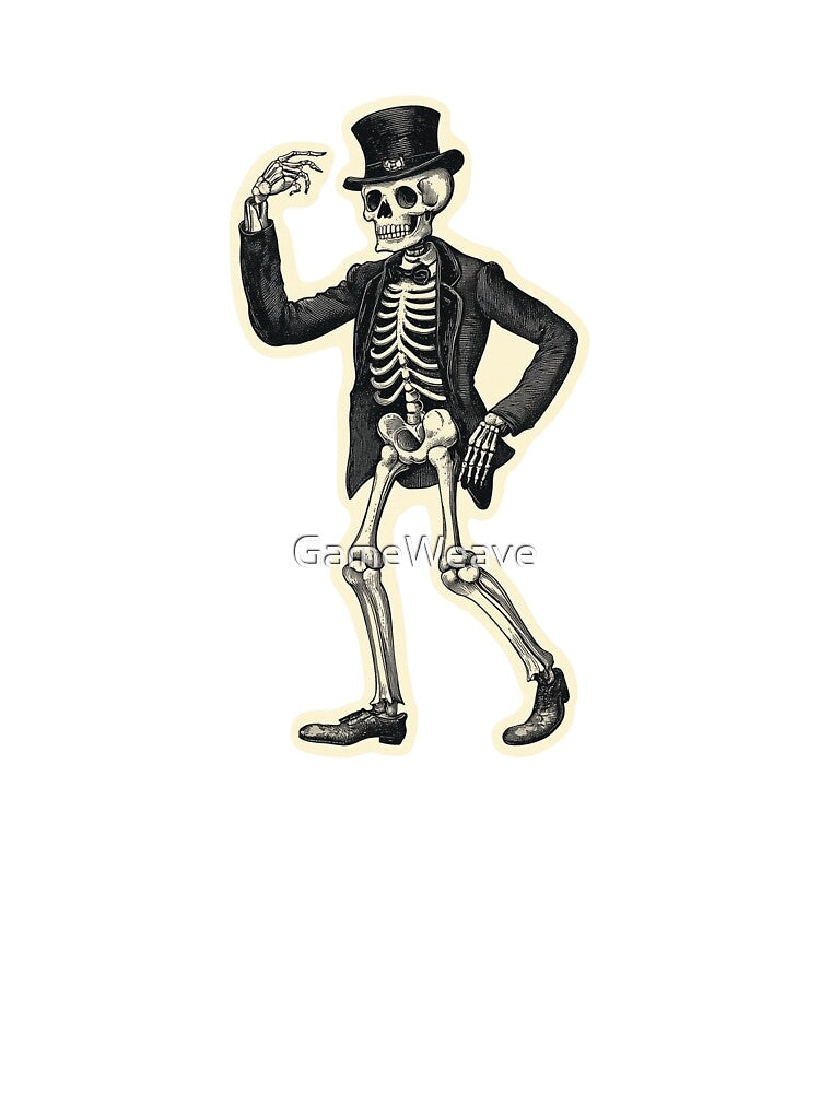 Dapper Skeleton in Top Hat Sticker – Vintage Halloween Design by GameWeave