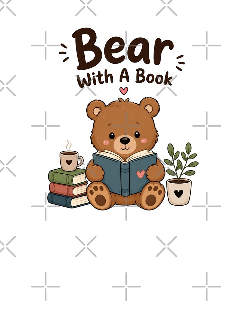Bear With A Book – Cute Reading Bear Book Lover Design by Sanika arts