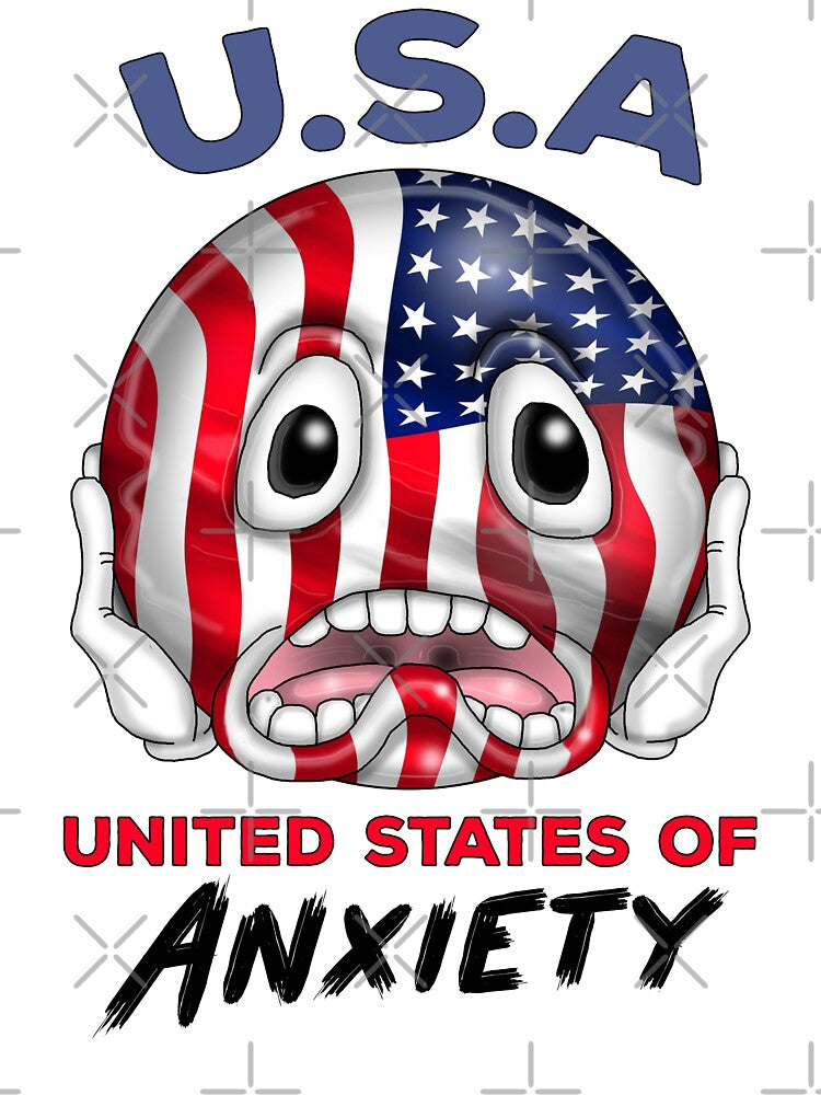 United States Of Anxiety Funny American US Patriotic by Status71