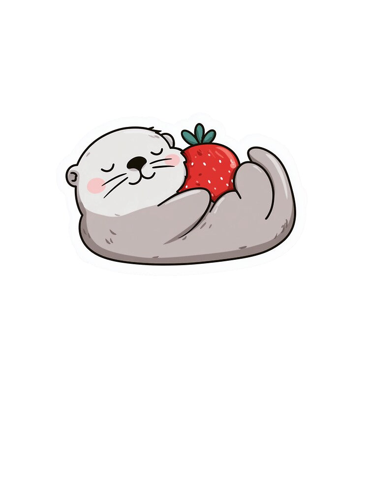 Sea Otter Strawberry Cute Kawaii Cozy by StickerMan17