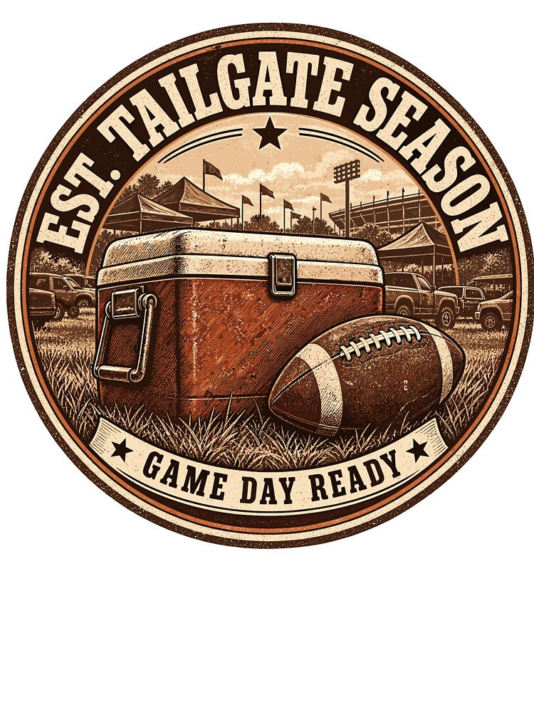 Est Tailgate Season Vintage Cooler Badge Retro Game Day Ready Tailgating by ZIGLWORKS