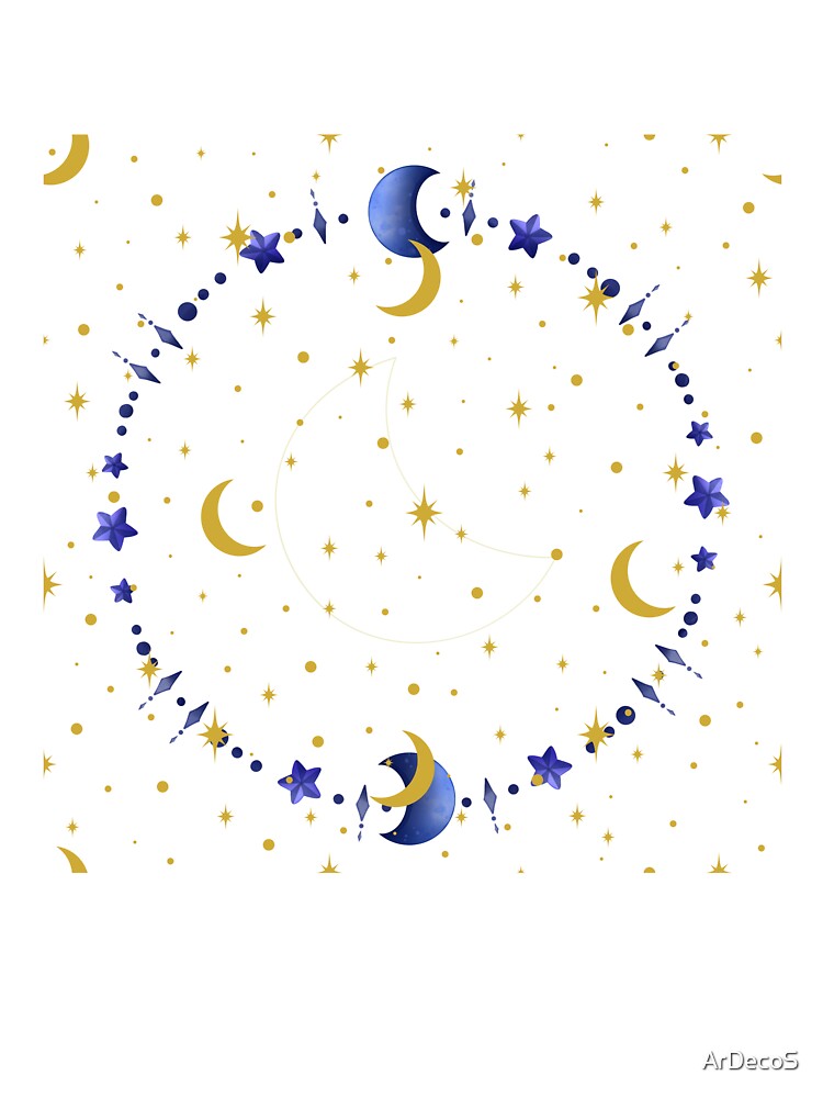 Red Celestial Art with Moons and Stars by ArDecoS