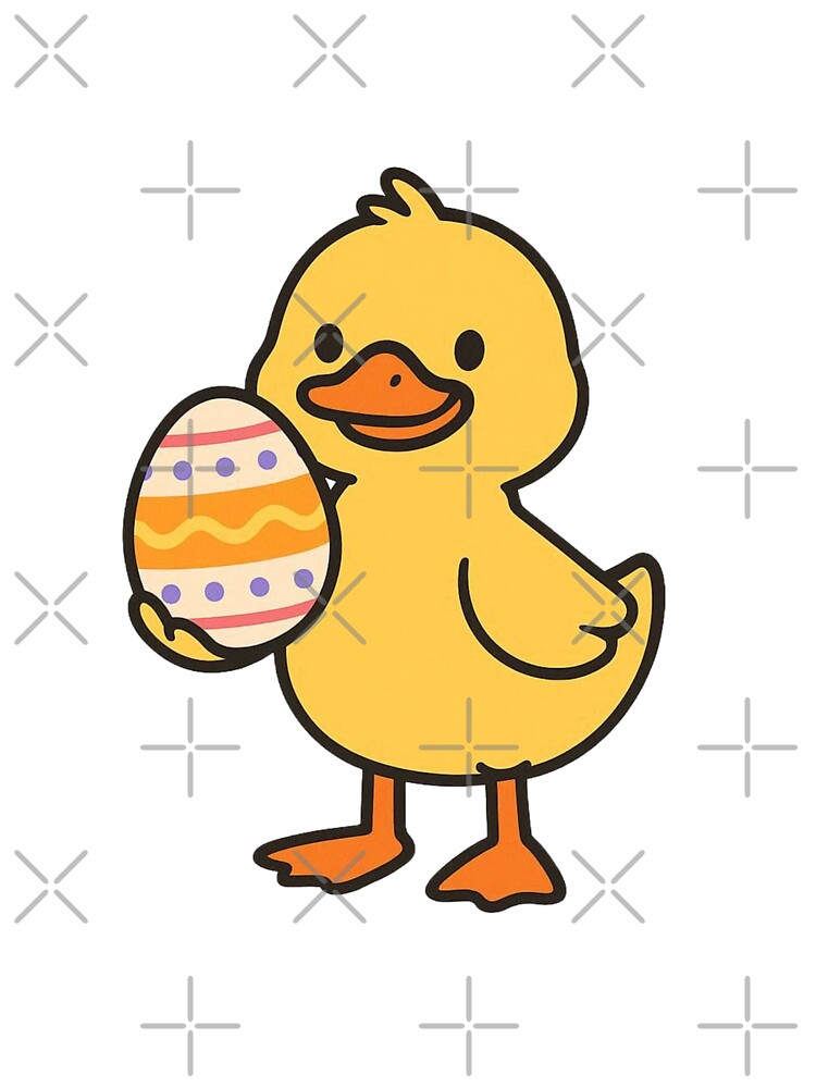 Cute Duck Holding Decorated Easter Egg – Fun Spring Animal Illustration by Confuzz1ed