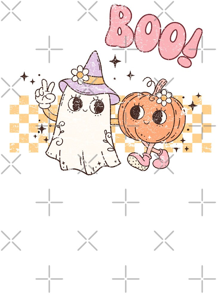 Retro Halloween Ghost and Pumpkin design by Invisible-Cult