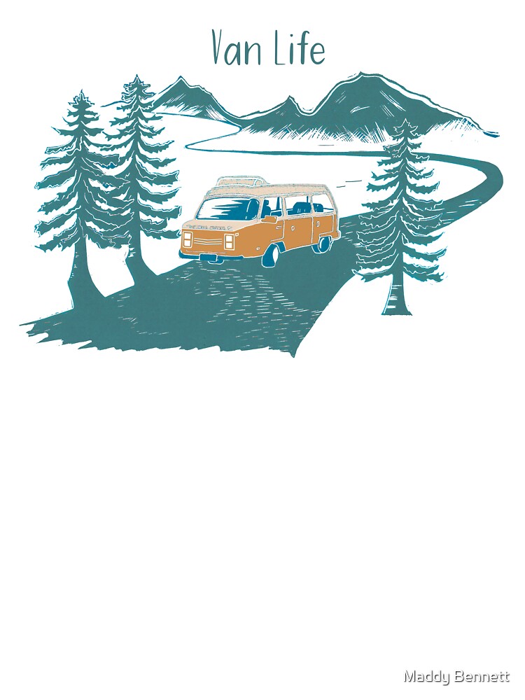 Van life linocut by Maddy Bennett