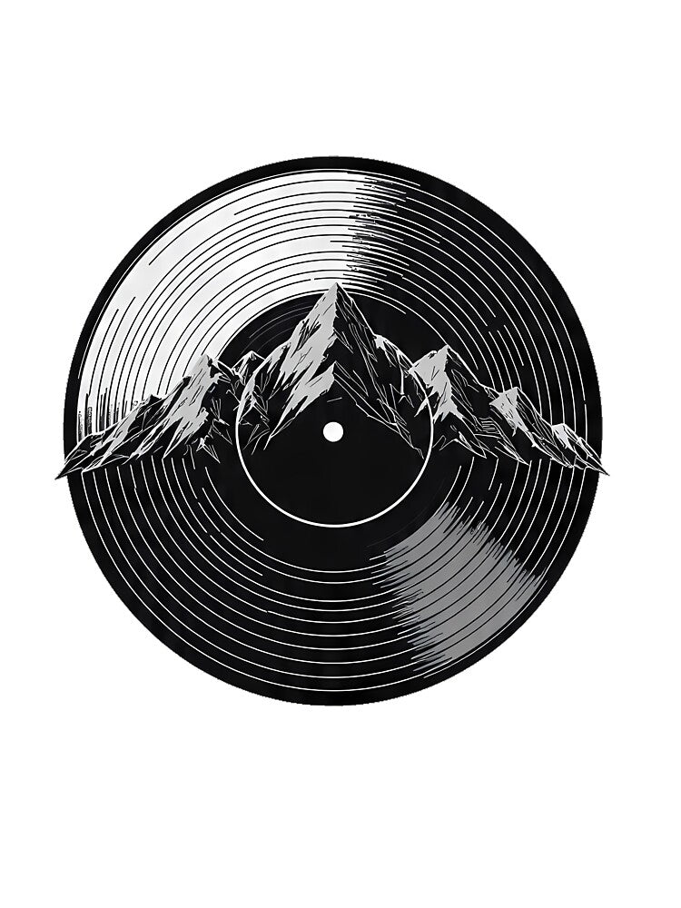 Vinyl Record Mountain Peaks - Aesthetic Music Nature Fusion by etuvibes
