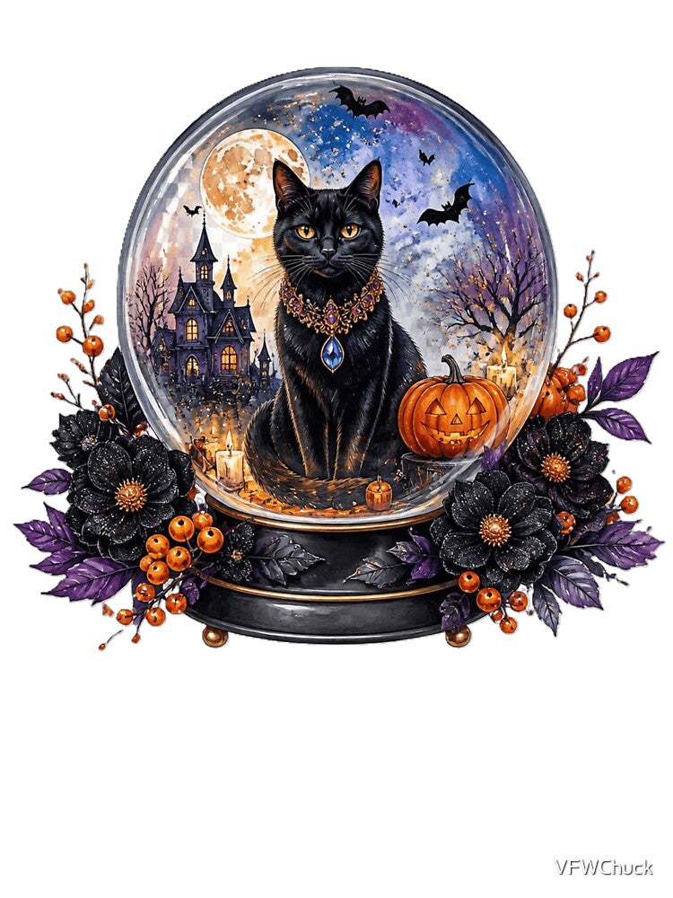 Black Cat Halloween Globe by VFWChuck