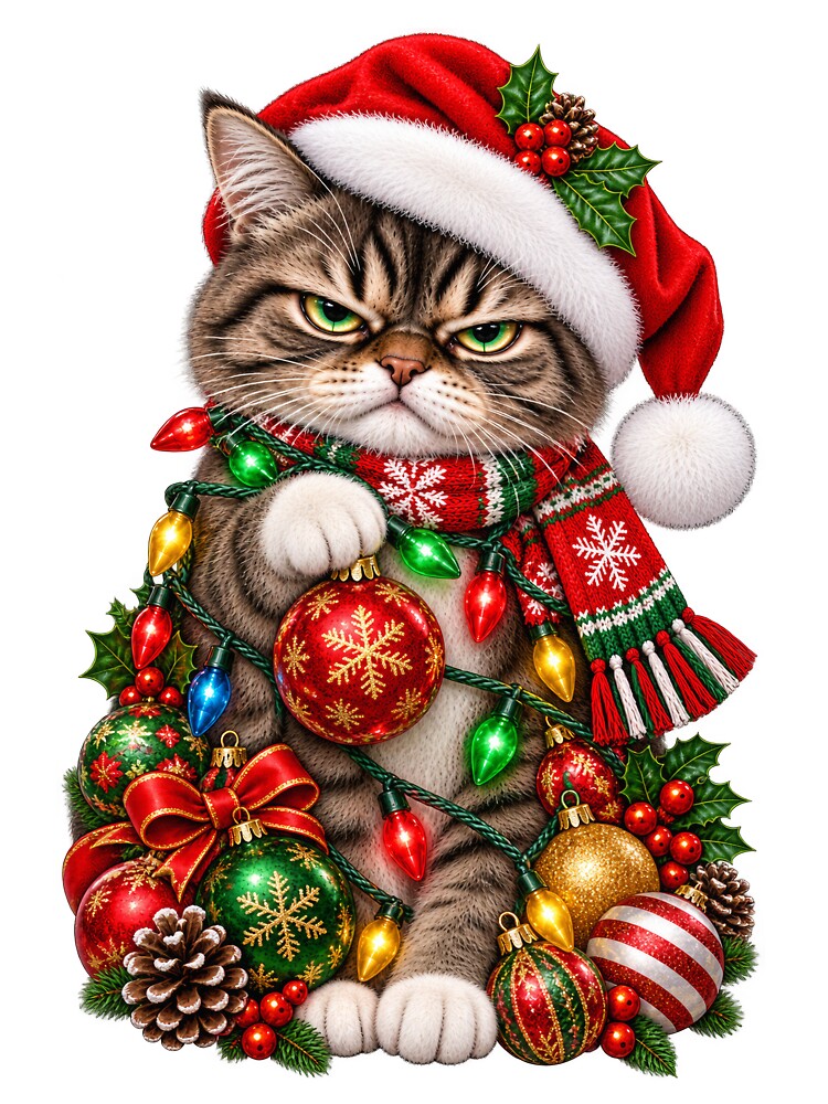 Grumpy Christmas Cat by RockitBaby
