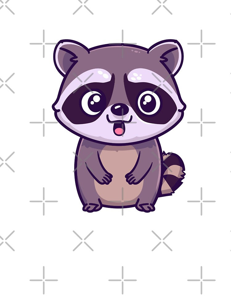 Cute Kawaii Raccoon Cartoon | Adorable Woodland Animal Design by ColorsoftNature