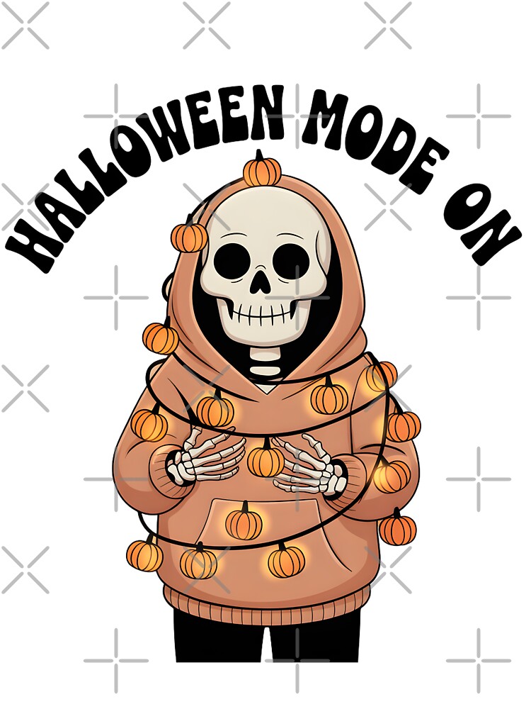 Halloween Mode On Skeleton Wrapped in Lights – Funny Spooky T-Shirt by Raw Tigers