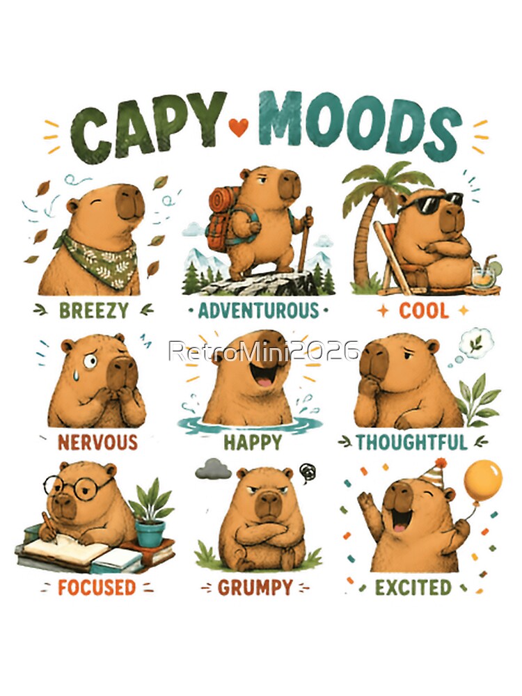 Capy Moods Capybara Emotions Animal Lover Gift by RetroMini2026
